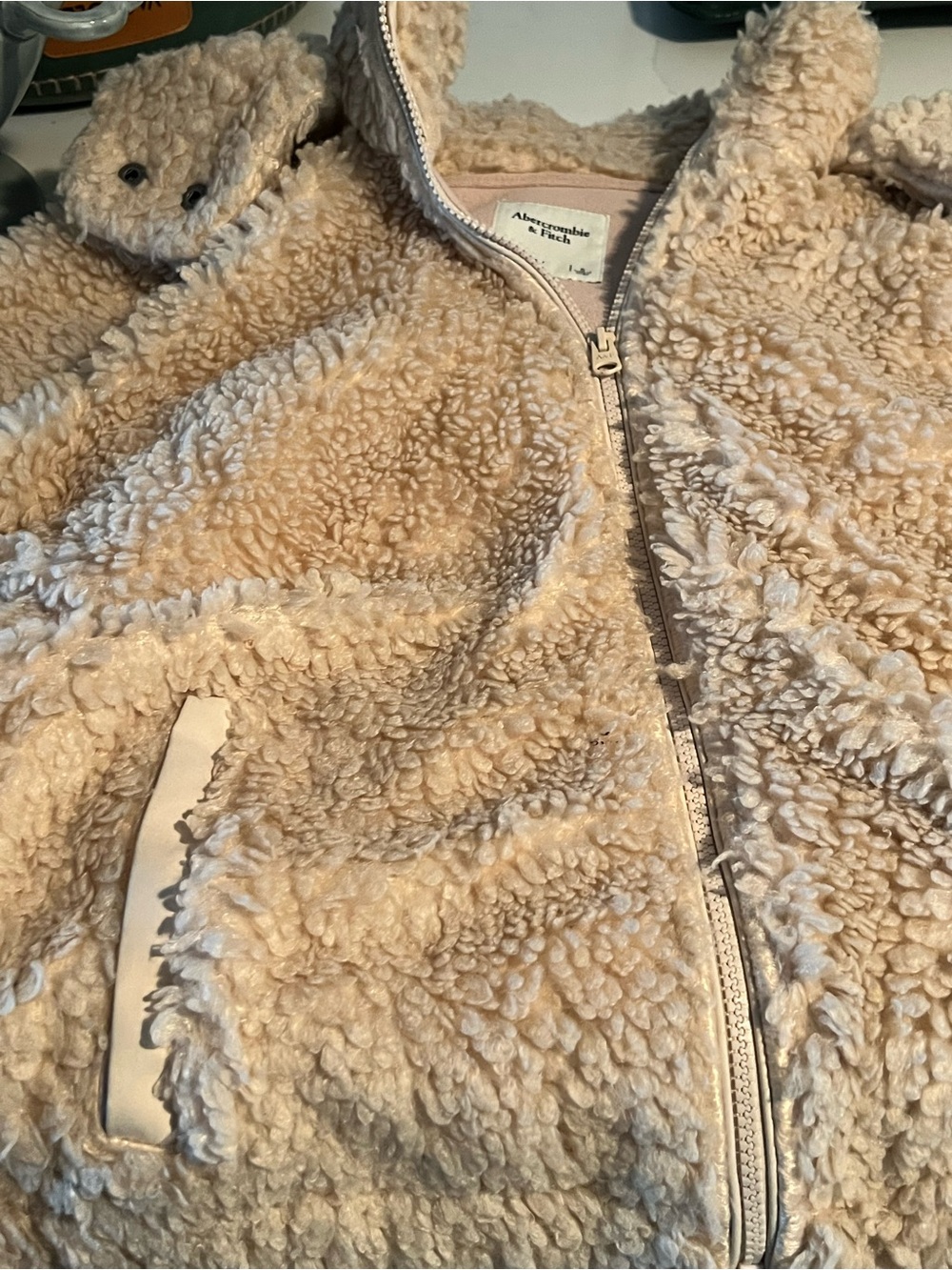 Abercrombie & Fitch Kids Cream Sherpa Zip Jacket